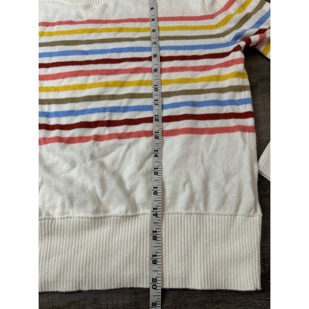 LL Bean White Multi-Color Stripes Sweater Cotton Cashmere Blend Preppy XS - Picture 4 of 10